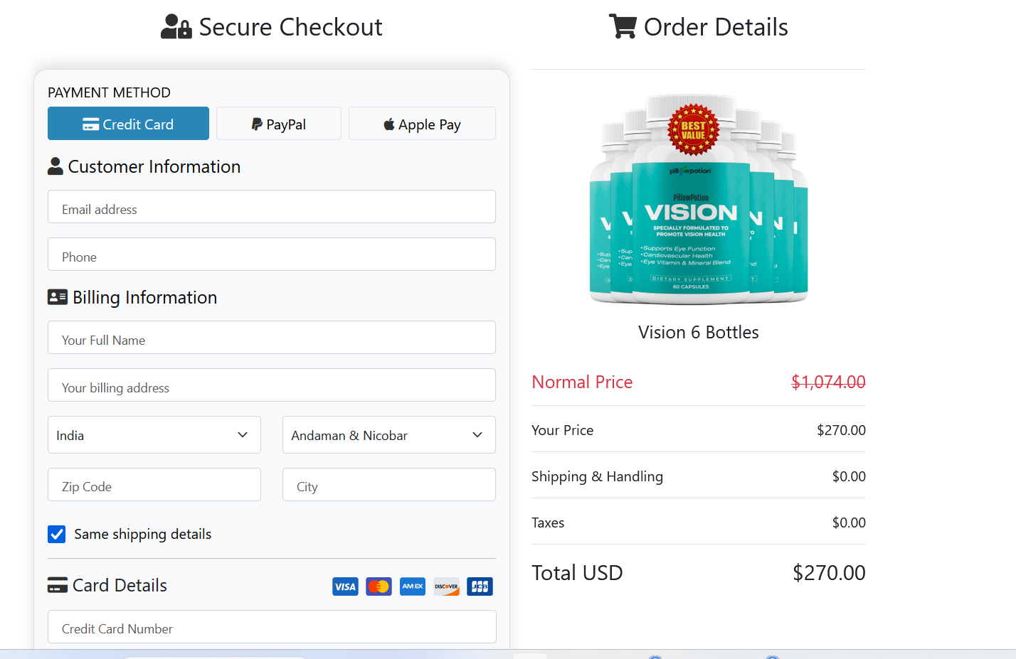 pillowportion vision pricing